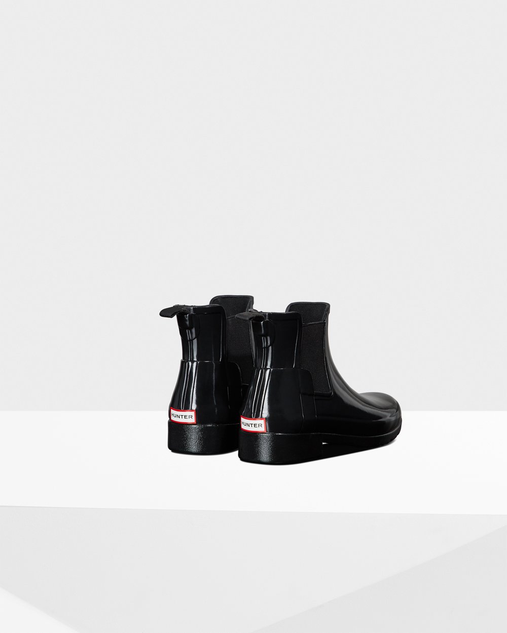 Hunter Mujer Refined Gloss Slim Fit - Botas Chelsea Negras - 831-DMRSFO